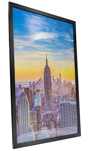 Frame Amo 22X34 Black Modern Picture Or Poster Frame, 1 Inch Wide Border, Smooth Wrap Finish, Acrylic Face #TOP1