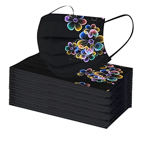 YpingLonk 50 Stück 𝙈𝙚𝙙𝙞𝙯𝙞𝙣𝙞𝙨𝙘𝙝𝙚𝙧 𝙤𝙥 𝙈𝙖𝙨𝙠𝙚𝙣 Mundschutz Erwachsene Einweg 3-lagig mit Motiv Bunt Atmungsaktiv Mund Nasenschutz Print Schals Mund-Tuch Bandana Halstuch Cover