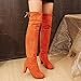 Women's Thigh High Boots Faux Suede Over The Knee Boot Tall High Heel Boots Sexy Lace Up Round Toe Shoes Fashion PU Leather Long Boot Orange