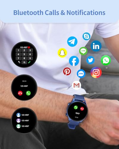 Image of RIVERSONG Smartwatch for Men Women (Answer /Make Call), 1.52 inch Fitness Watch with Monitor Tracker for Health Fitness (Heart Rate /Sleep /Blood Oxygen), AI Voice, Smart Watch for Android iPhone, Navy Blue