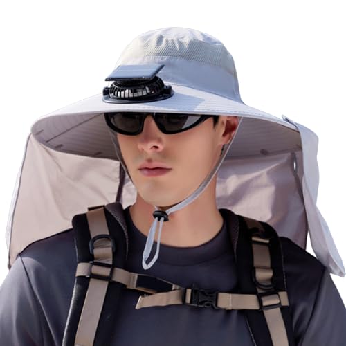 Chapeau de ventilateur solaire à large bord rechargeable pour camping et vacances