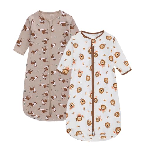Image of Miracle Baby Long Sleeve Sleep Sack 2-Pack, 100% Cotton Wearable Blanket Baby Sleeping Bag for Newborn Infant Toddler