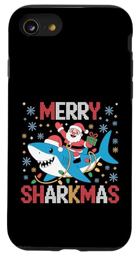 Merry Sharkmas AO[Z[^[ T^ CfBO V[N Cgt X}zP[X iPhone SE (2020) / 7 / 8 p