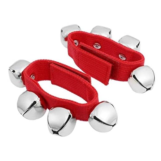 Coolrunner 2pcs/4pcs Band Wrist Bells Christmas Musical Tambourine Wrist Shaking Jingle Bells Percussion Orchestra Rattles (Red)