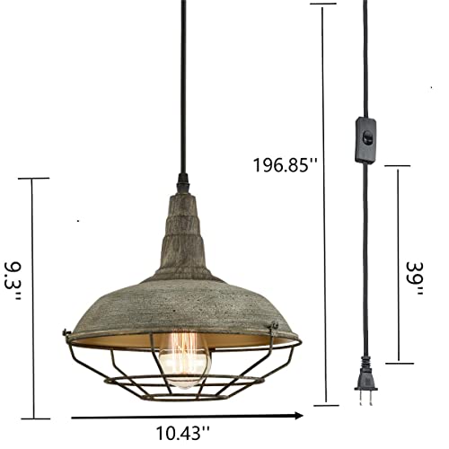 DANSEER-Farmhouse-Plug-in-Pendant-Light-with-16-Feet-Hanging-Cord-Hanging-Lighting-Fixture DANSEER Farmhouse Plug in Pendant Light with 16 Feet Hanging Cord Hanging Lighting Fixture