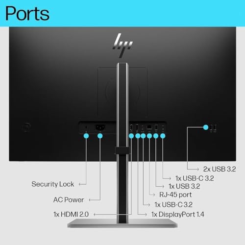 Image of HP E27k G5 27 inch 4K UHD IPS USB-C Monitor with 5ms Response Time, Anti Glare, Flicker Free, VESA Mount (100mm), Displayport, HDMI & Dockztorm USB Port Expander, Black /Silver Color (6N4C4AA#ABA)