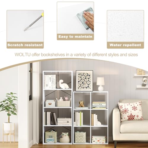 WOLTU Bücherregal mit 3 Ebenen, Regal mit 6 Fächern für Wohnzimmer Küche Büro, Standregal mit Kippschutz, als Raumteiler Aktenschrank… – Ansicht 5