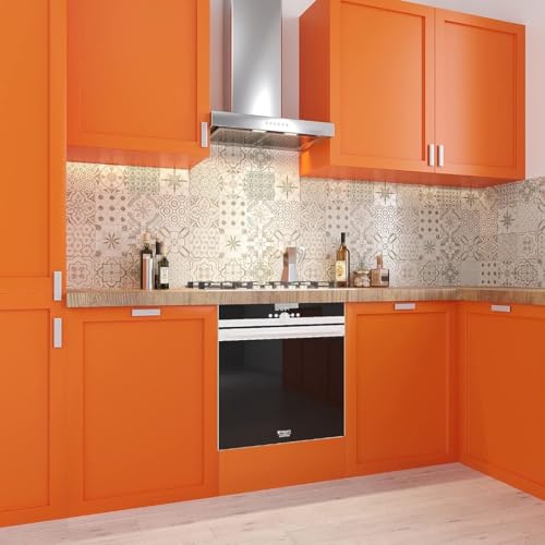 Image of DEEMUS Orange Matte Peel & Stick Self Adhesive Waterproof Sticker for Living Room, Bedroom Office,Almirah, Floor, Tabletop, Wall, Fridge,& Renovation Projects (2 x 25 Feet)