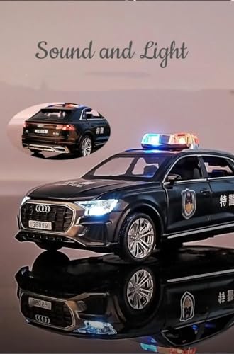 Image of SPITEN Audi Q8 Police INTERCEPTORS 1:32 Diecast Scale Model Alloy Metal Pull Back Toy car for Kids with Openable Doors & Light, Music Toy Vehicle for Kids - Colors as Per Stock(Multicolour)