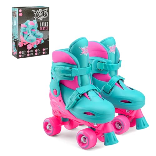 Xootz Kids Quad Skates, Beginner Adjustable Roller Skates Girls, Pink