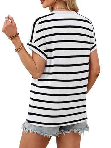 Image of WIHOLL Womens Tops Short Sleeve Shirts Summer Outfits 2026 Spring Dressy Casual Clothes Clothing