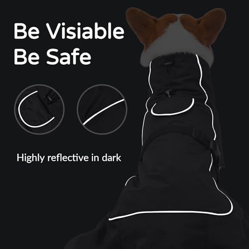 Abrigo impermeable para perro Skmeditec con arnés integrado y forro polar 7