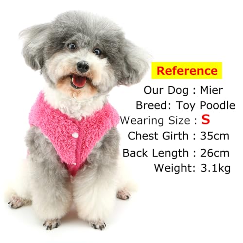 Zunea Hundepullover für Kleine Hunde Fleecepullover Mantel Winter Warm Welpenpullover mit D-Ring Weiche Flauschige Weste Jacken Kaltes Wetter Herbstkleidung Rosa XS
