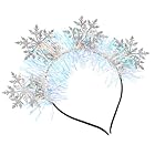 Alipis Diadema Navideña 4 Copos de Nieve Brillantes Plateados Accesorios Cabello de Mujer y Niña Diadema Ligera para Fiestas y Celebraciones de Navidad