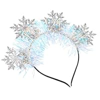 Alipis Diadema Navideña 4 Copos de Nieve Brillantes Plateados Accesorios Cabello de Mujer y Niña Diadema Ligera para Fiestas y Celebraciones de Navidad
