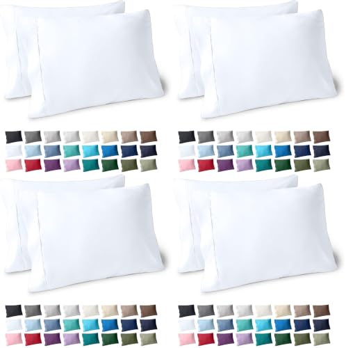 Image of Bare Home Microfiber Pillow Cases - Standard /Queen Size - Cooling Pillowcases - Double Brushed - 8 Pack - Easy Care (Pillowcase Set of 2, White)