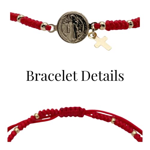 St Benedict Medal Adjustable Red String Pulsera San Benito3