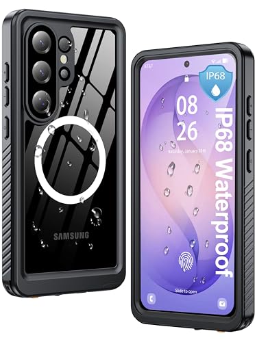 ANTSHARE IP68 Waterproof Case for Samsung Galaxy S26 Ultra [2026] - MagSafe Compatible Built-in Screen/Lens Protector - Shockproof Full Body Protection for Swimming/Outdoor Black/Clear