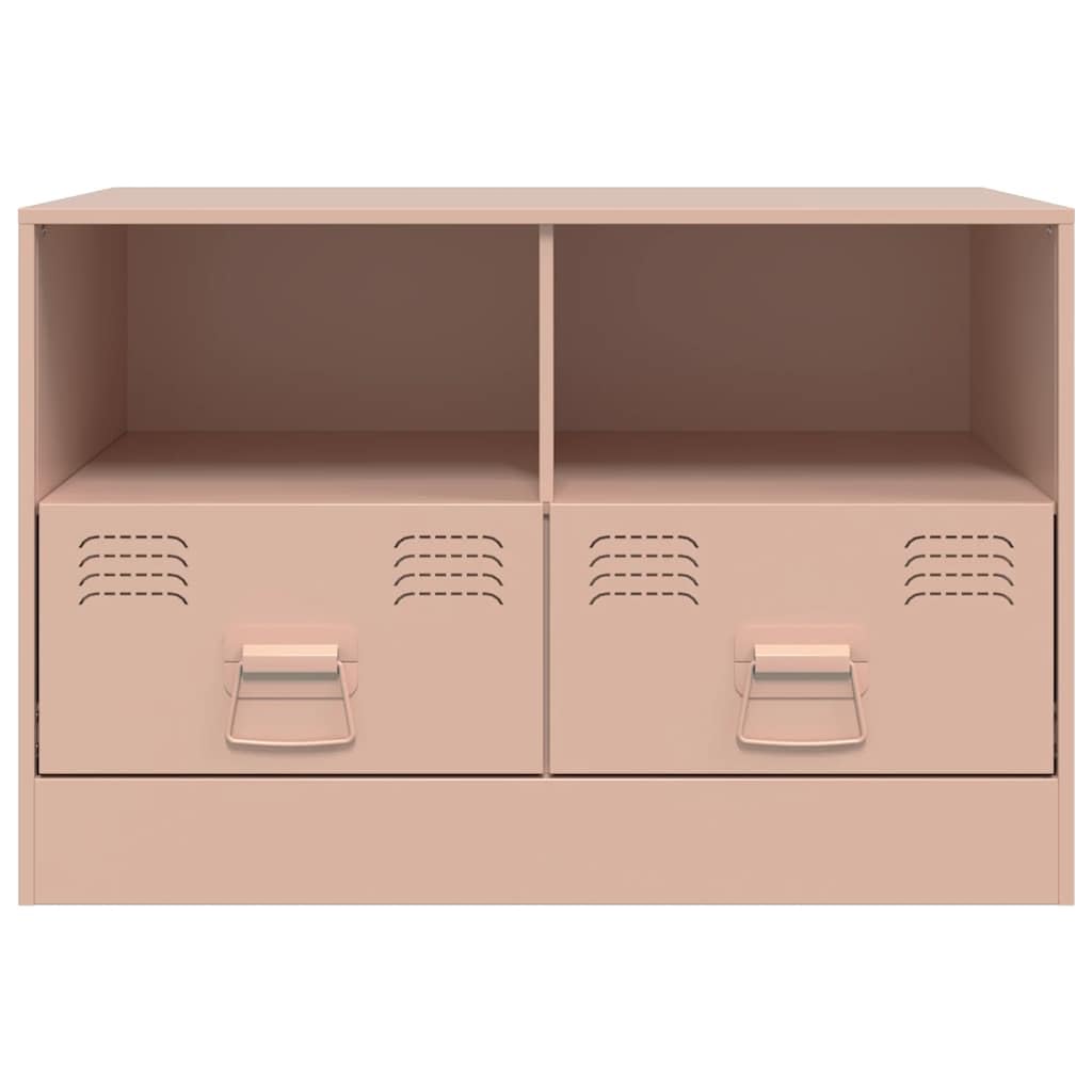 Hothingwell TV-Möbel, Rosa, 67 x 39 x 44 cm, Stahl, Kaltlaminat | Zeitschriftenablage und Fernbedienungen, 2 Griffe, einfache Reinigung mit feuchtem Tuch