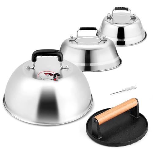 Kit parrillero 3 piezas Leonyo con dome y prensa de hierro fundido miniatura 1