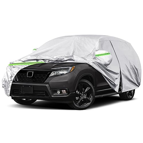 Image of Waterproof SUV Car Cover Custom Fit for 2019-2024 Honda Passport, 6 Layers All Weather Car Covers with Zipper Door & Windproof Bands for Sun Snow Rain Dust Protection, Outdoor Indoor