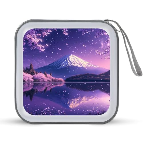 Japan Mount Fuji Cherry CD Case Plastic DVD Case Holder Wallet Disc Storage Organizer for Car Travel
