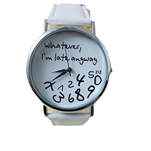 ♬ Montre Femmes,GongzhuMM Montre-Bracelet Montre Femme Homme Lettre Whatever I am Late...