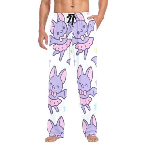 Halloween Bat Ballet Men's Pajama Bottoms Plaid Pajamas Pants for Men Soft Long Lounge Woven Pj Sleep Pant with Pockets