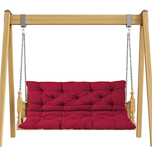 Möbelkissen-Set für 2- und 3-Sitzer-Bank und Stuhl, dickes und weiches Sitzkissen mit Rückenlehne, Terrassenmatte mit rutschfesten Bändern, ideal für Esszimmer, Küche und Heimdekoration, Rot, 120 x