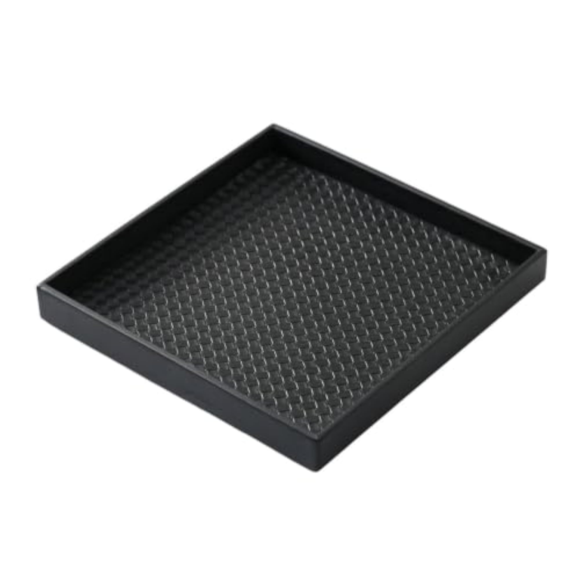 Decorative Tray with Woven Pattern, Leather-Like Vanity Tray