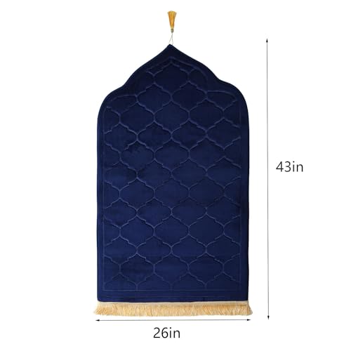 Prayer-Rug-Muslim-Mat-Islamic-Thickening-Sponge-Muslim-Rug-for-Kids-Men-Women-with-Islam-Prayer-Beads-for-Eid-Travel-Ramadan-Soft-Luxury-Great-for-Knees-and-Forehead-Blue