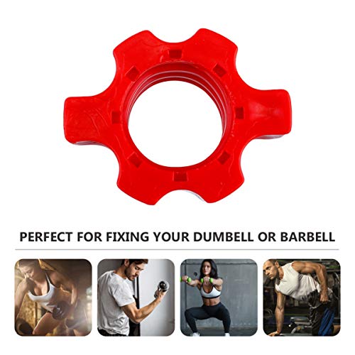 Vicasky 4Pcs Spin-Lock Collars Plastic Anti-Slip Standard Barbell Exercise Collars Hex Nut Screw Clamps For Dumbell Weight Lifting Fitness Training Accessorie Red #TOP2