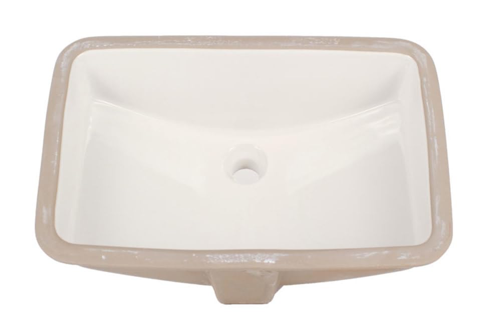 PF1812U Norris Lavabo de baño rectangular de porcelana vítrea de 21 pulgadas con desbordamiento, color blanco 9