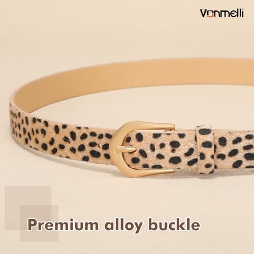 Image of VONMELLI 4 Pack Womens Thin Leather Belt Skinny Waist Belts for Women Fashion Jeans Dress with Gold Buckle