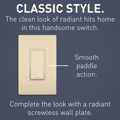 Legrand radiant TM874ICC6 15 Amp Rocker Wall Switch, 4-Way Decorator Light Switches, Ivory (1 Count) by Pass & Seymour - Used condition - US$12.12