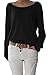 Produktbild Mikos* Sexy Rundhals Ausschnitt Langarm Lose Bluse Strick Pullover Farben Sommer Herbst Winter S-M-L-XL-(632) (Schwarz, L/XL)