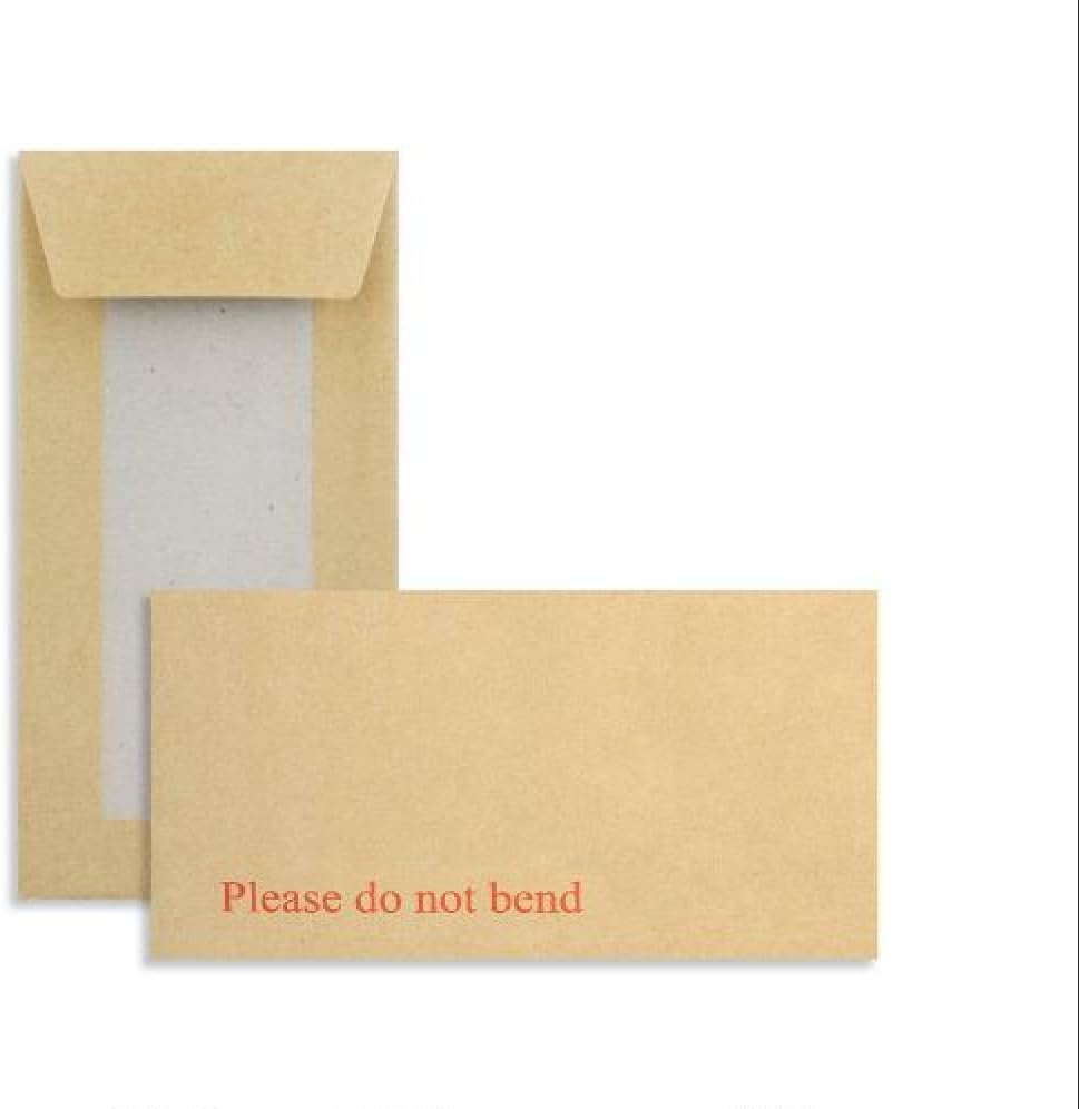 125x DL Manilla Hard Board Back Envelopes - 220x110 mm - Cardboard Backed Please Do Not Bend Envelope with Peel & Seal Strip - Perfect for Mailing, Posting & Storing Important Documents