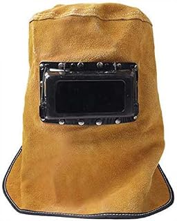 Welding Welders Hat Breathable Leather Grinding Welding Hood Anti-dust Welder with Lens Glasses Flame Welder Head Neck Cover Cap Hat Heat Resistant Heat Protection