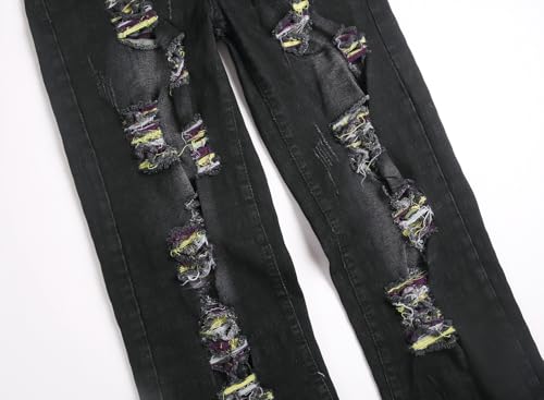Image of QIMYUM Men's Wide-Leg Baggy Flex Jeans Relaxed Loose Fit Long Denim Pants