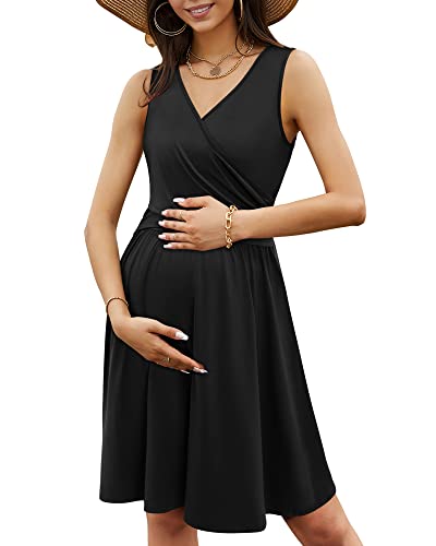 Image of ULTRANICE Womens Long Sleeve Breastfeeding Dress Casual V Neck Maternity Nursing Dresses with Pockets