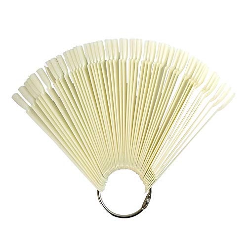 Harlington GroupNatural Nail Wheel Art Tips 50 Pcs Colour Display Ring Clear Pop Swatch Sticks Fake Nail Gel Polish Fan Practice Starter Ring Palette Wheel Natural