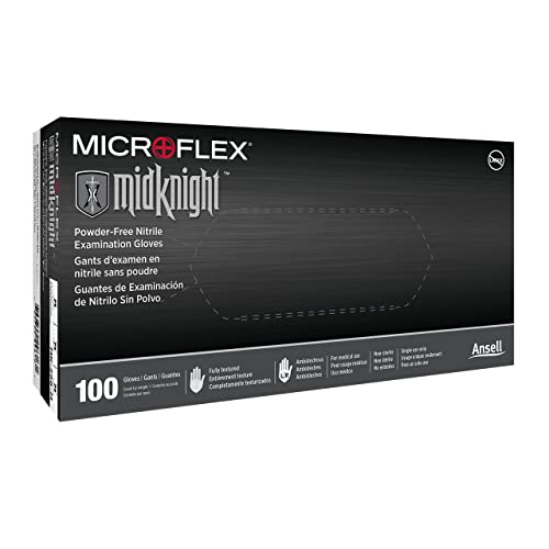 Microflex Midknight Mk-296 Disposable Nitrile Gloves For Automotive, Law Enforcement W/Full Texture - Xx-Large, Black (Box Of 100) #TOP1