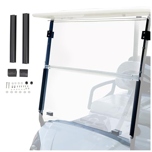 Clear Windshield Compatible with 2007-2016 Yamaha Drive G29 Gas or Electric Models Folding Down Impact Resistant Windshield 38.75"W x 35.75"H by ECOTRIC - Used condition - US$64.94