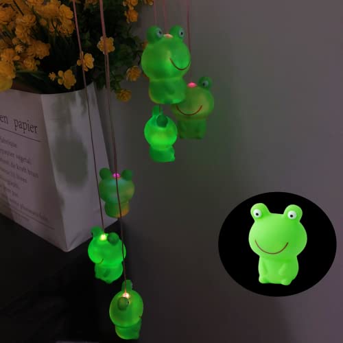 Color Changing Solar Power Frog Wind Chime,Animal Decorative String Light For Outside Kids Bedroom Birthday Patio Party Decoration (Frog Prince) #TOP7