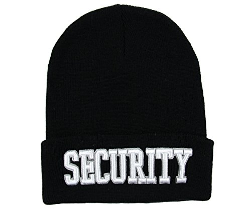 RW Security Embroidered Cuff Knitted Beanie (Black/White)