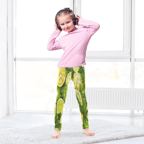 Bolaz Toddler Girls Leggings Printed Yoga Pants Leggings Green Leaves Lemon for Kids4