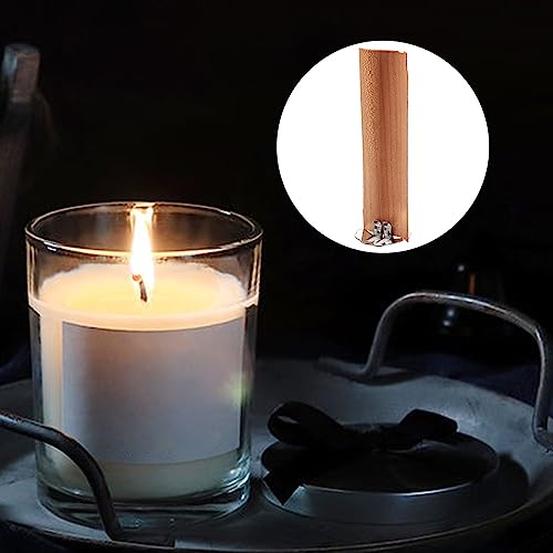 10 pzas Mechas de Madera con Soporte para Velas DIY miniatura 7