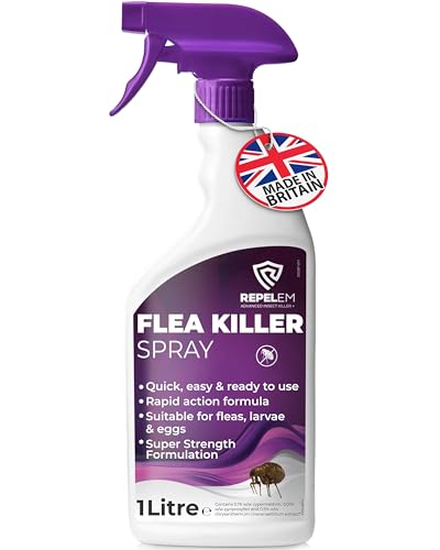 REPELEM Flea Spray for The Home - Professional Strength, Household Treatment, Killer for Home, Kills Fleas, Larvae & Eggs (1L Flea Spray)