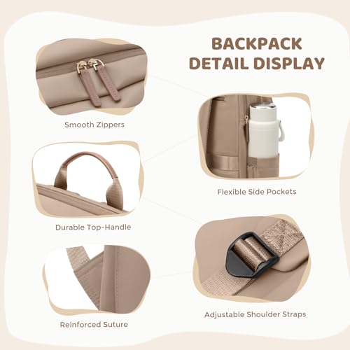 GOLF QUALITY Hiking Travel Backpack for Women Casual Business Weekender Multilayer Laptop Bag,16 Inch,Champagne Brown by GOLF QUALITY - Image 6