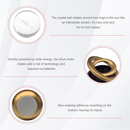 Image of Car Solar Energy Air Freshener, Solar Powered Rotating Air Purifier Aromatherapy Diffuser, Rotatable Interior Fragrance for Car Office Home Decoration, Car Accessories (Golden)